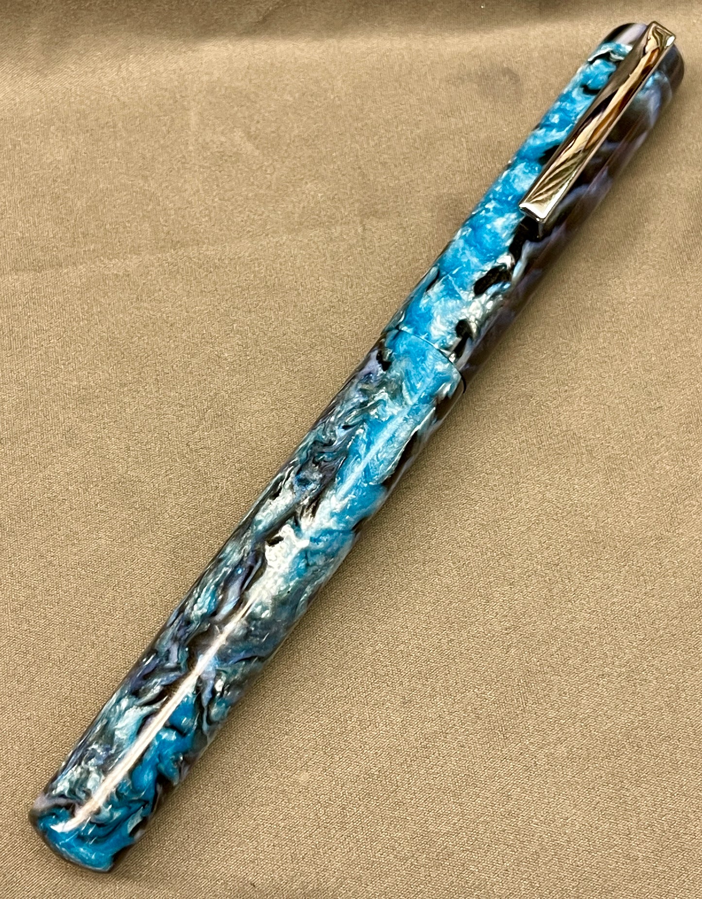 Sky Blue Abalone Pen with clip