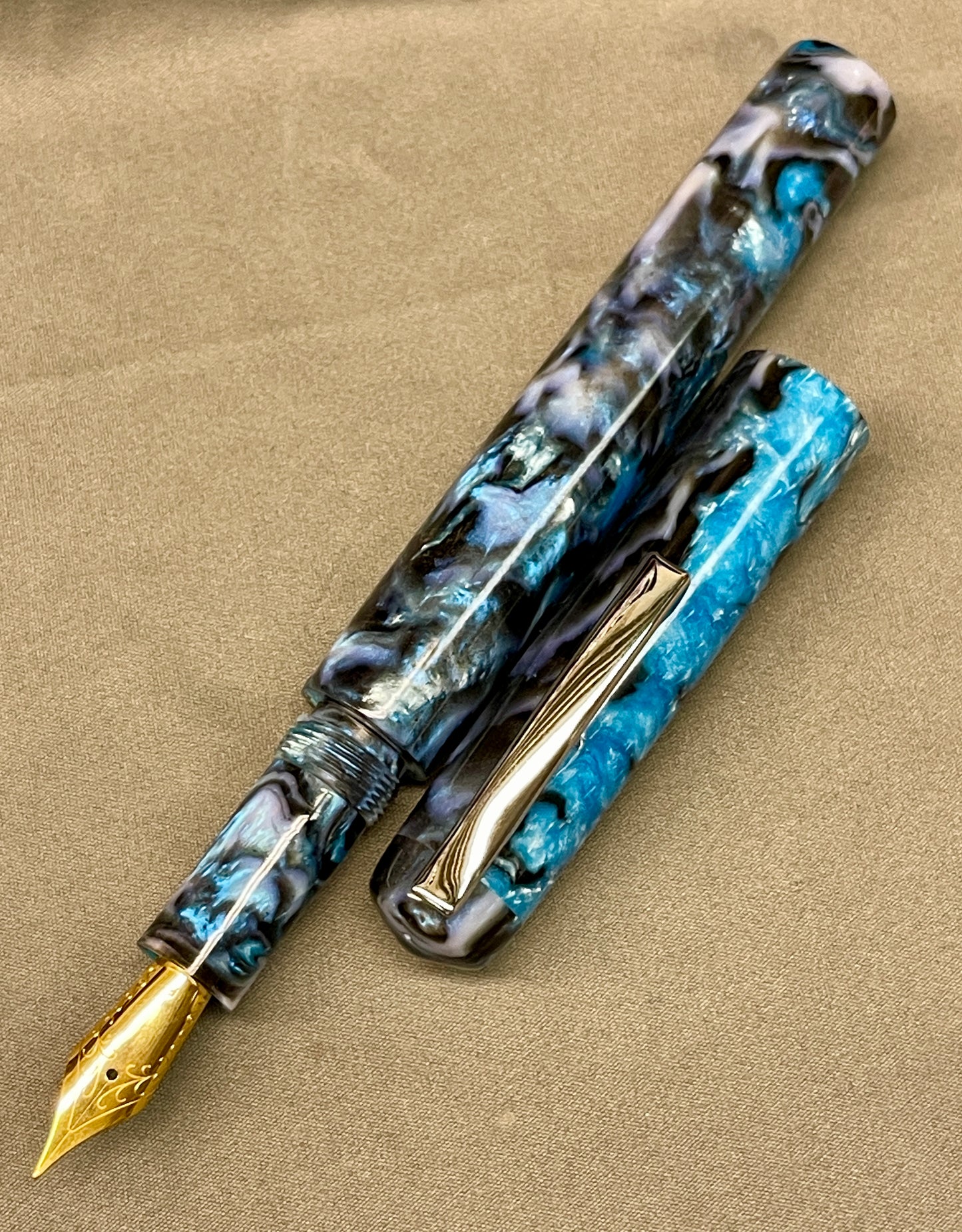Sky Blue Abalone Pen with clip